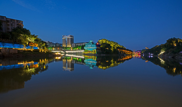 自贡沙湾王爷庙夜景无月亮