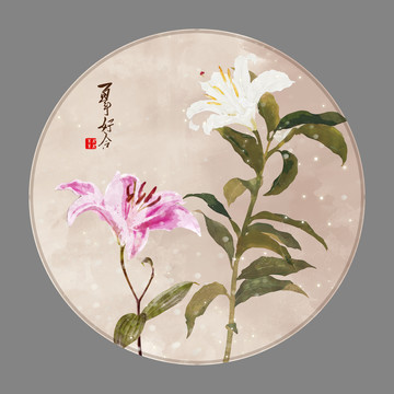 百年好合國風(fēng)插畫無框畫裝飾畫