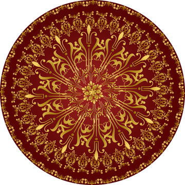 紅金歐式婚禮圓舞臺(tái)噴繪圖