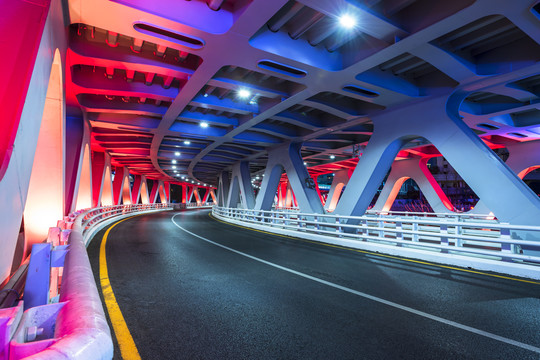 贵阳筑城大桥公路夜景