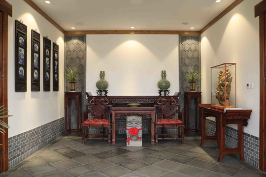 唐语新中式四合门楼大门砖雕设计