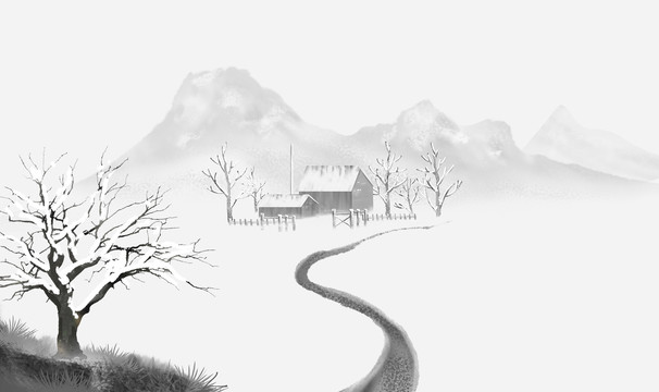 冬季雪景小雪插画