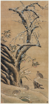 馬麟杞竹鵪鶉圖