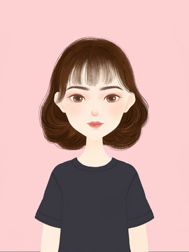 手繪卡通女孩