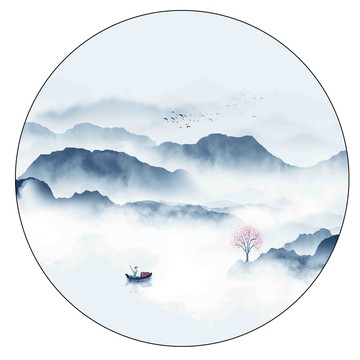 禪意水墨山水裝飾畫