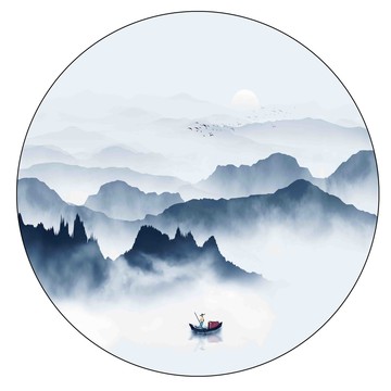 寫(xiě)意水墨山水裝飾畫(huà)