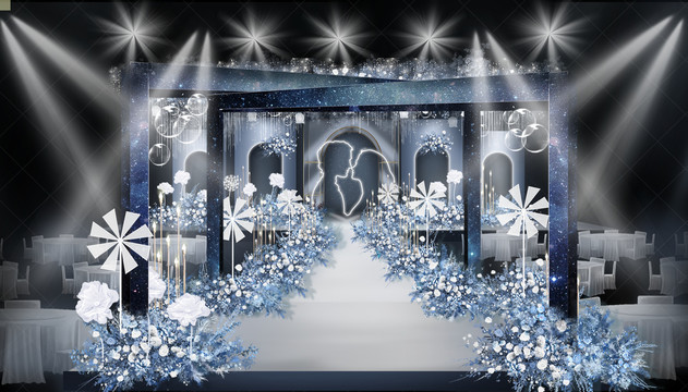 白蓝色架子造型婚礼效果图