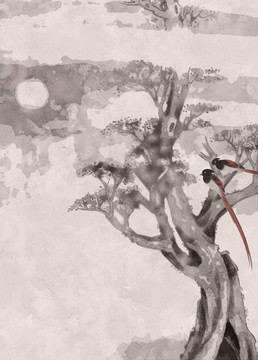 手繪水墨國(guó)風(fēng)花鳥(niǎo)圖