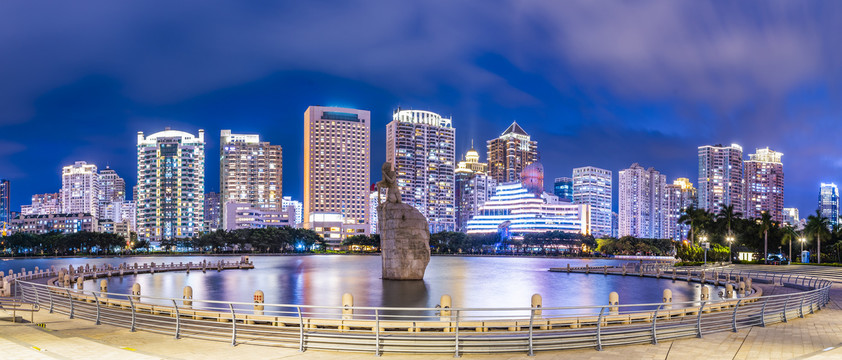 厦门白鹭洲公园夜景高清全景