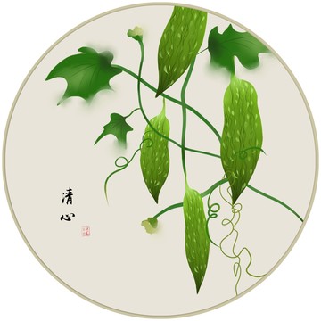 新中式手绘水墨蔬菜民俗装饰画