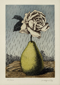 勒内·马格里特玫瑰花抽象画
