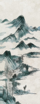 國潮插畫古風手繪山水風景圖