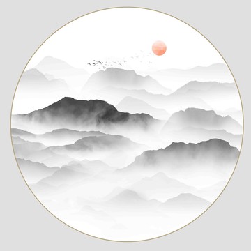 中式水墨山水畫