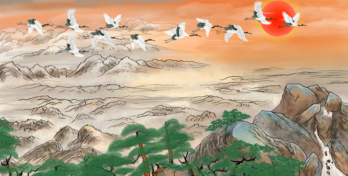 瑞鶴江山圖