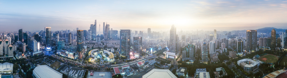 航拍广州城市夜景