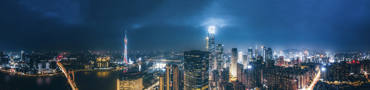 航拍广州城市夜景