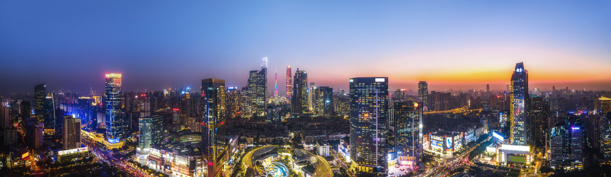 航拍廣州城市夜景