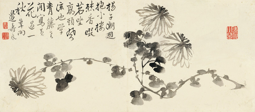 邊壽民水墨花卉畫