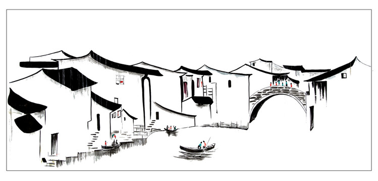 農(nóng)村水墨畫