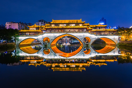 成都九眼桥安顺廊桥夜景