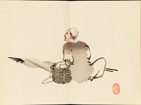 今尾景年景年習(xí)畫(huà)帖漁夫