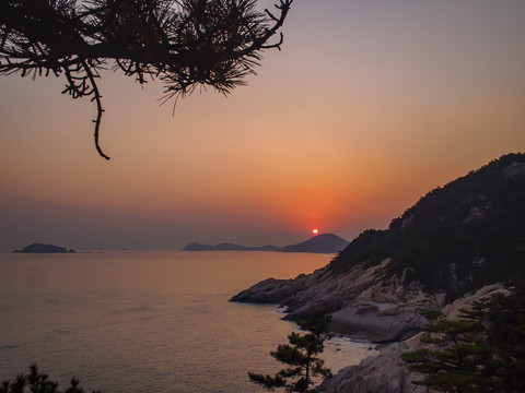 青岛海上日落