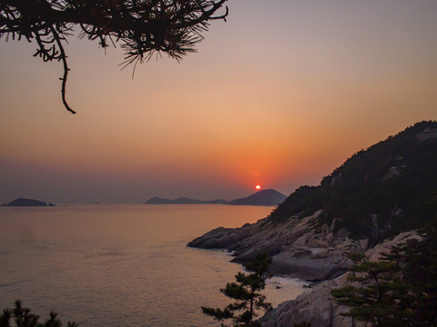 青岛海上日落