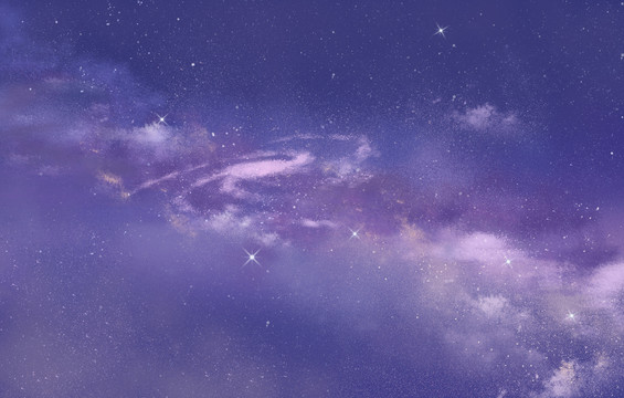 星空銀河星星手繪背景插畫
