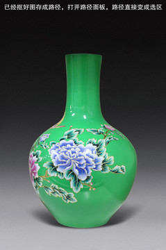 绿色牡丹花瓶