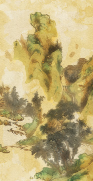 新中式手繪山水抽象裝飾畫(huà)