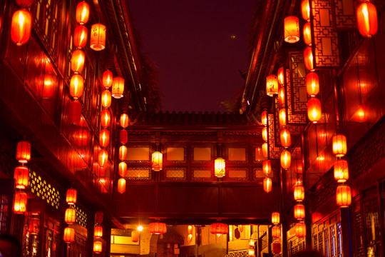 锦里夜景红灯笼