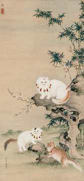 沈振麟貓竹圖