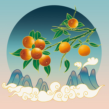 柑橘手绘柑橘包装柑橘插画