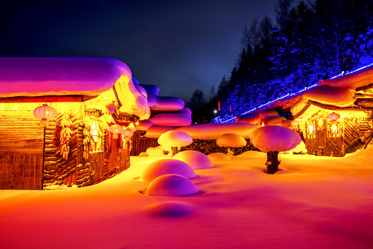 雪乡夜景