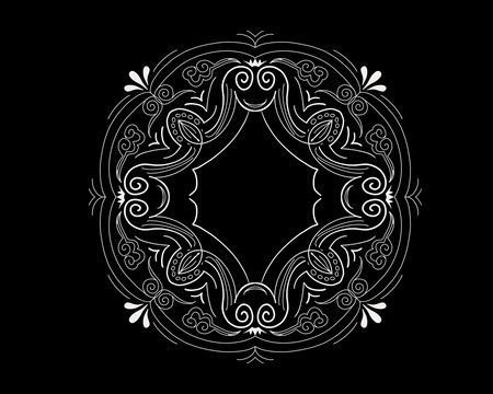 中式圆形装饰花纹纹样曼陀罗线描