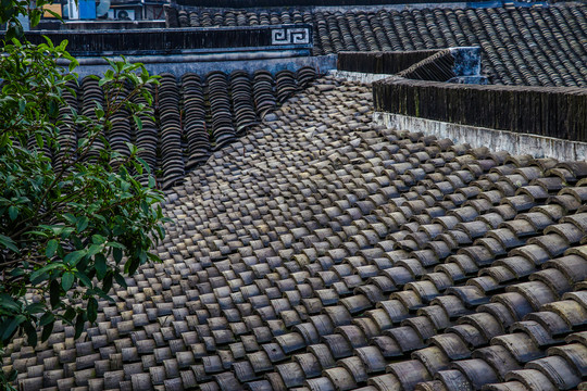 青瓦屋顶背景