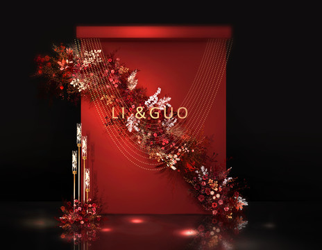 紅金婚禮迎賓區(qū)