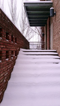 建馆台阶雪景