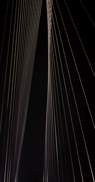 黑夜里的斜拉桥线条