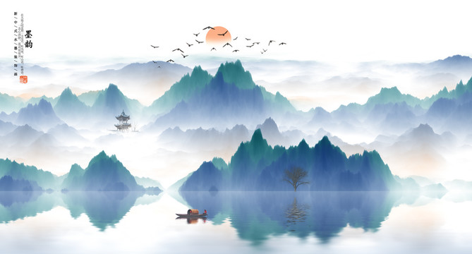 山水風(fēng)景背景墻