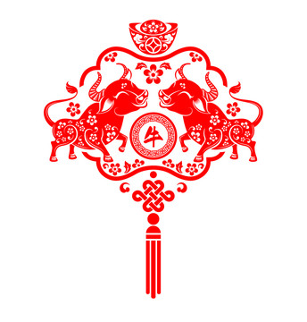 牛年窗花掛件