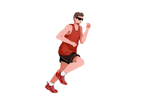 扁平肌理风格男子跑步插画