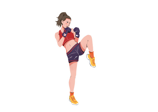 扁平肌理風(fēng)格女子拳擊比賽插畫