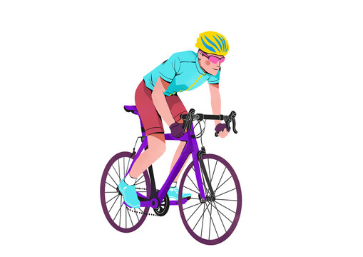 扁平肌理风格男子单车比赛插画