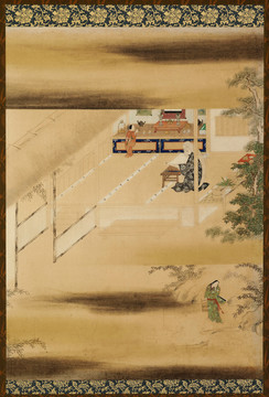 狩野探幽工筆畫居家圖