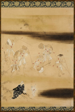狩野探幽工筆畫僧人出行