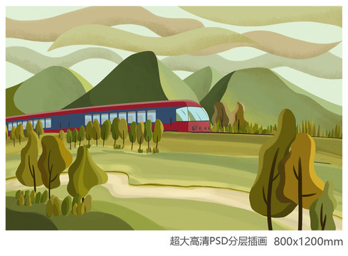 山野風景插畫