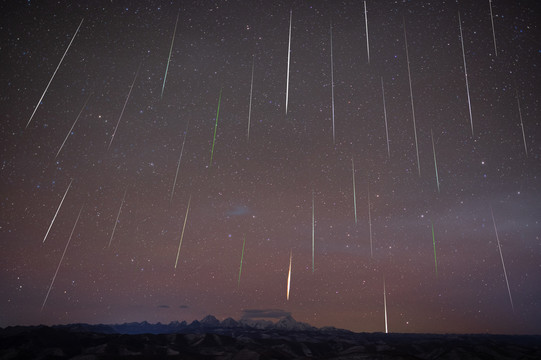 贡嘎雪山双子座流星雨