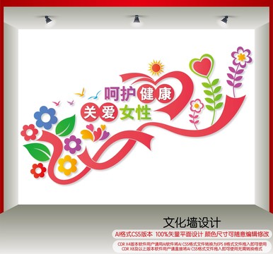關愛女性健康樓梯文化墻