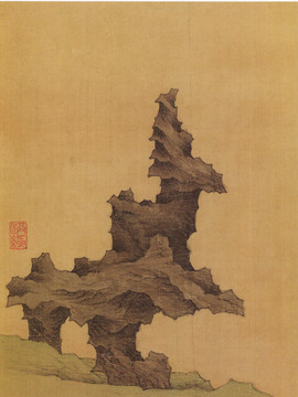 陳洪綬花鳥寫生冊假山景觀石
